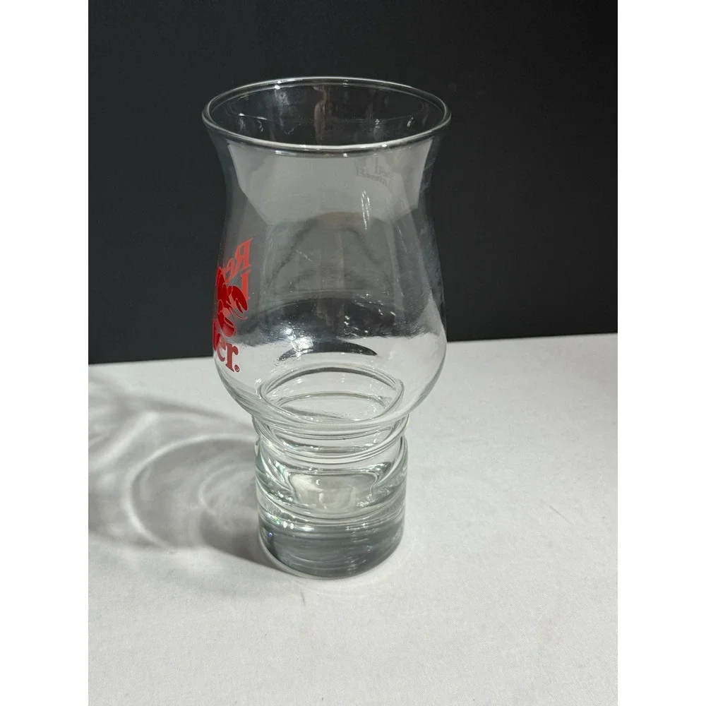 Vintage Red Lobster Hurricane Cocktail Glass Clear Heavy Base Barware Collection